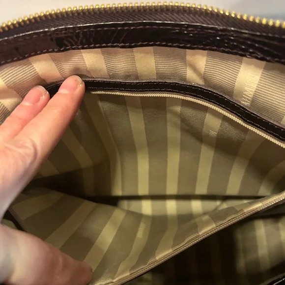 Brahmin Croc Embossed Tote Bag Brown Burgundy Tri Color - Picture 5 of 8